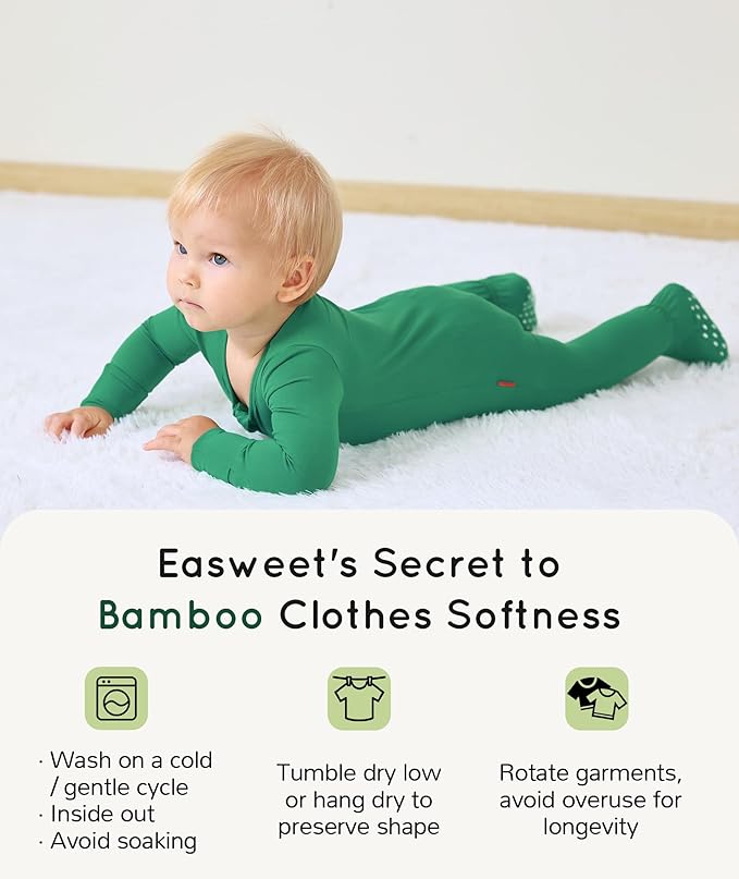 Bamboo Viscose Baby Boy Footie Pajamas, Infant Clothes, 2 Way Zipper Newborn Sleepers