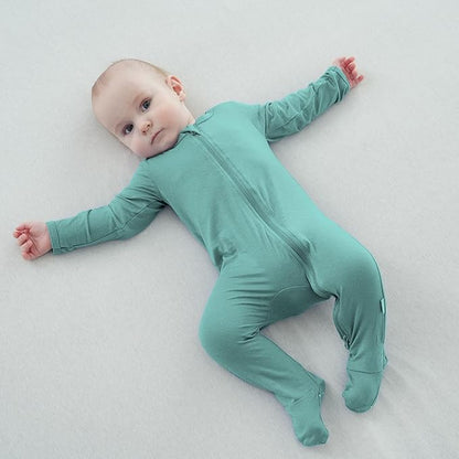 Baby Bamboo Rayon Romper Infant Footies Long Sleeve Double Zipper Outfits 2-Pack One-Piece Jumpsuits