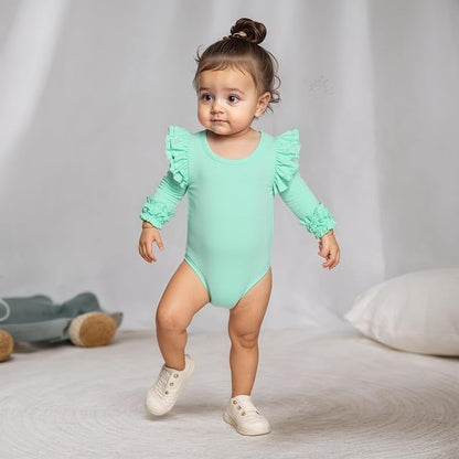 Baby Girl Solid Color Romper Infant Ruffle Sleeve Bodysuit One Piece Outfit Toddler Jumpsuit clothes