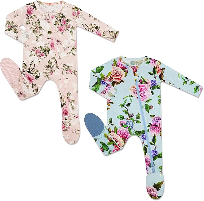 HAPIU Rayon from Bamboo Baby Footed Pajamas, 2 Way Zipper YKK, Footie for Baby Boy Girls, Newborn-24 Months