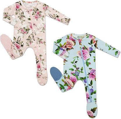 HAPIU Rayon from Bamboo Baby Footed Pajamas, 2 Way Zipper YKK, Footie for Baby Boy Girls, Newborn-24 Months