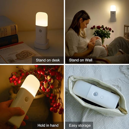 YELKO Motion Sensor Night Lights, Rechargeable nightlights Battery Operated, Dimmable Table lamp with 5 Levels Brightness Adjustable, Cordless Dimmable LED Nursery Night Lights for Home