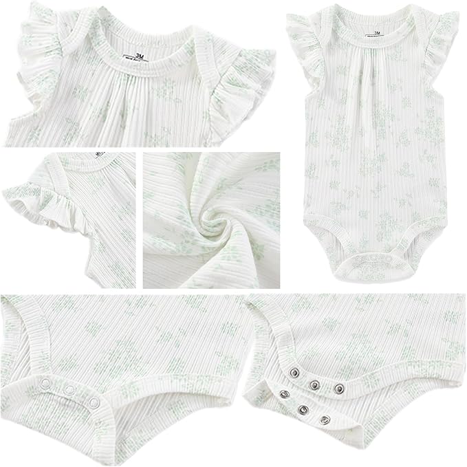 Baby Boy Girl Short Sleeve Bodysuits New Born 100% Cotton Clothes 5-Pack 0-12M