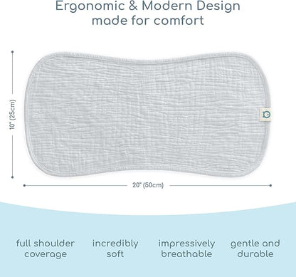 Muslin Burp Cloths Set, 6 Pieces, 100% Organic Cotton Hand Washcloths for Baby Boys and Girls Extra Absorbent and Soft Burping Rags (Grey - Solid Color)