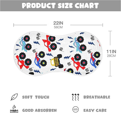 vvfelixl Baby Burp Cloths Monster Truck Cartoon Baby Newborn Cotton Burping Cloths Set Baby Washcloths 4 Pack