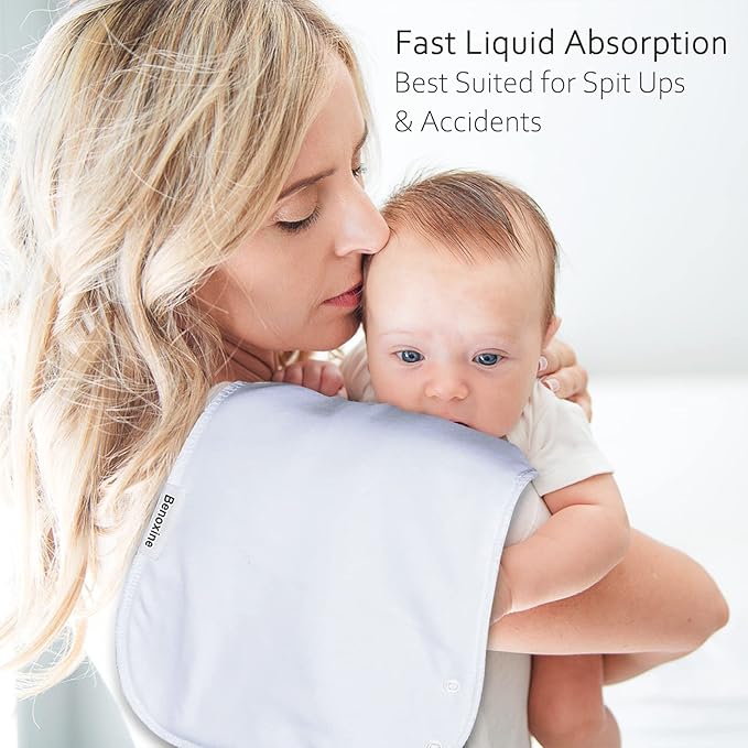 Baby Burp Cloths & Baby Bibs 2-in-1 Design Large Size 3 Layers Thicken Cotton Super Absorbent and Soft Baby Spit Up Burping Rags Baby Burp Cloth Set for Boys and Girls Solid 12 Pack