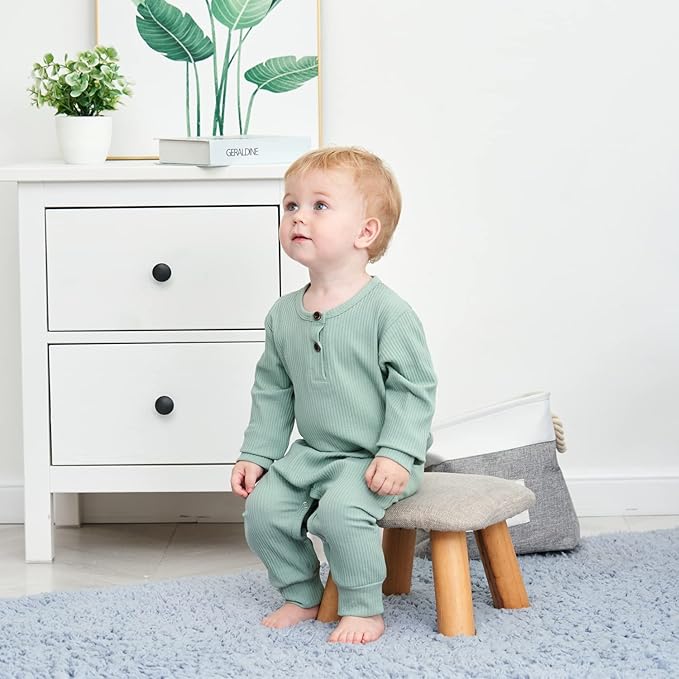 Bafeicao Baby Boy Girl 2/3 Pack Solid Romper Ribbed Short/Long Sleeve Bodysuit Jumpsuit Infant Knitted Outfits Clothes