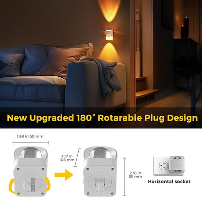 L LOHAS LED Night Light, Color Changing Night Lights Plug into Wall, Rotating White Nightlight, Dusk to Dawn Sensor, RGB Rainbow Nightlights Projector for Bathroom, Gaming Room, Decor, Gifts,2 Pack