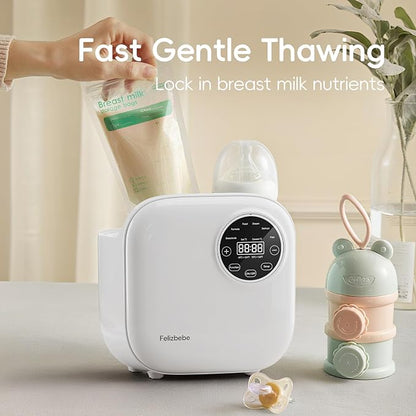 Baby Bottle Warmer, Felizbebe 10-in-1 Double Bottle Warmer for Breastmilk or Formula, Accurate Temperature Control, Timer, Sterili-zing, Defrost, Heat Food, Keep Warm, Breast Milk Warmer for Baby