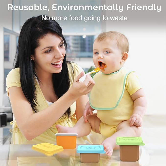 Baby Food Lids Compatible with Gerber Food Containers, BPA Free Silicone Baby Food Containers Lids for Baby Food Storage, Reusable and Dishwasher Safe - 4 Pack (Container not Included)