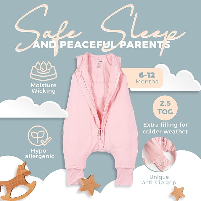 Nyte Nyte Baby - Sleeveless Soft Baby & Toddler Sleeping Sack, Breathable with Adjustable Feet Cuffs & Anti-Slip Grip