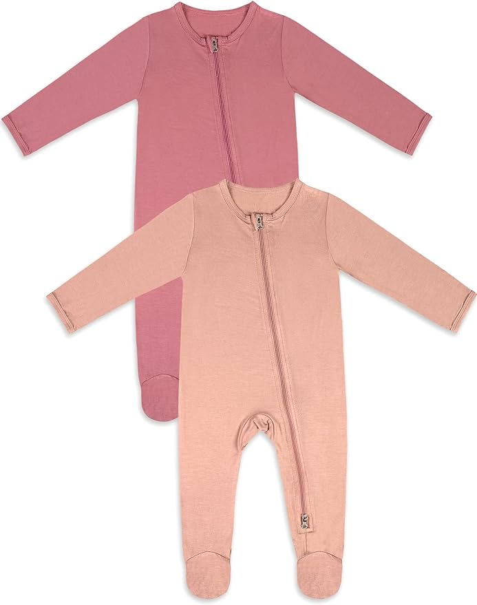 Jimonda Bamboo Baby Pajamas,Unisex Boys Girls One-Piece Footies,Long Sleeve Sleepers 2-Way Zip closure Romper