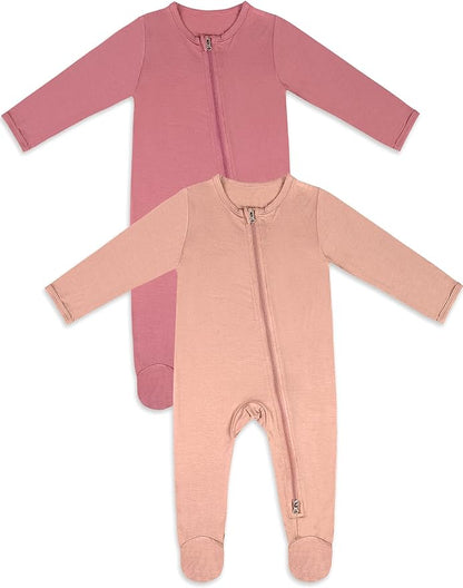 Jimonda Bamboo Baby Pajamas,Unisex Boys Girls One-Piece Footies,Long Sleeve Sleepers 2-Way Zip closure Romper