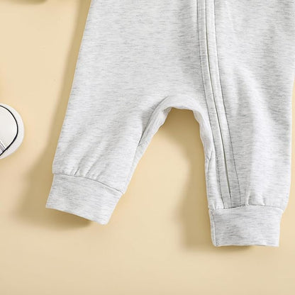 BemeyourBBs Newborn Baby Boy Clothes Color Block Long Sleeve Zipper Hooded Romper with Pocket Fall Winter One Piece Outfits