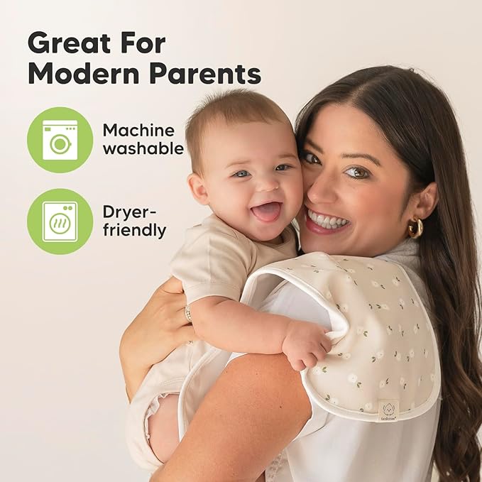 Organic Burp Cloths Baby Boy & Girl - 5-Pack Super Absorbent Cotton Burping Cloths for Babies, Soft & Plush Newborn Spit Up Rags, Infant Towels for Milk Spit Up, Unisex, Large 21" x 10" (Blooms)