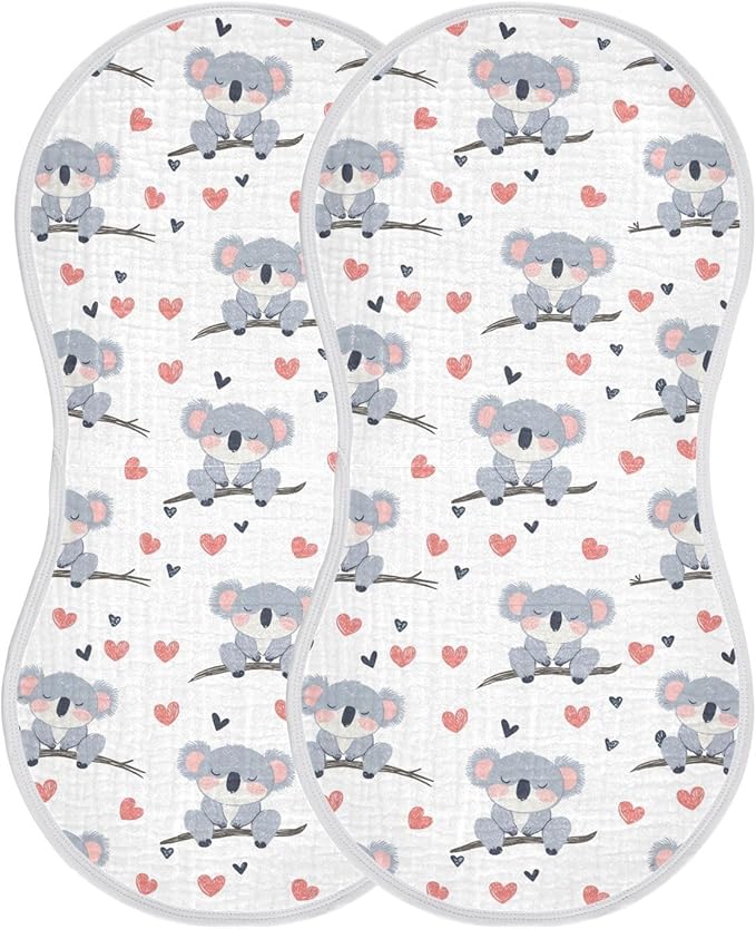 vvfelixl Baby Burp Cloths Cute Koala Bear on Trunk Baby Newborn Cotton Burping Cloths Set Babys Washcloths 4 Pack