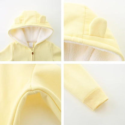 Baby Hoodie Sherpa Lined Zip up Light Fleece Jacket Solid Bear Coat Fall Winter 3-24 M