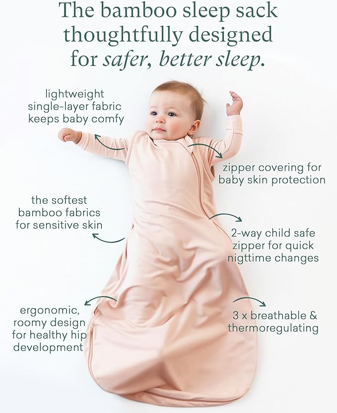 PurComfy Supersoft Sleep Sack 0.5 TOG, Premium Bamboo Viscose Sleeping Bag Thin Baby Wearable Blanket 2-Way Zipper Sleep Sack