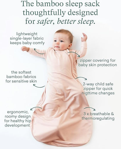 PurComfy Supersoft Sleep Sack 0.5 TOG, Premium Bamboo Viscose Sleeping Bag Thin Baby Wearable Blanket 2-Way Zipper Sleep Sack