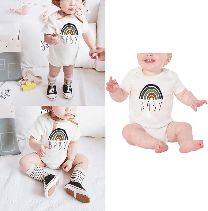 Cnins Newborn Baby Bodysuit - Pregnancy Announcement & Infant Loss Gift, Coming Soon & Rainbow Design Coming Home Outfit