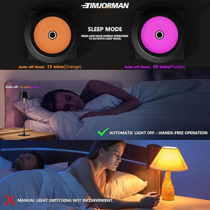 Compact Cordless Table Lamp, Rechargeable LED Night Light, Dual Light Source (RGB Top & Warm Bottom), Touch Control & Timer, Metal Lamp for Bedroom & Kids Room (Black 1pack)