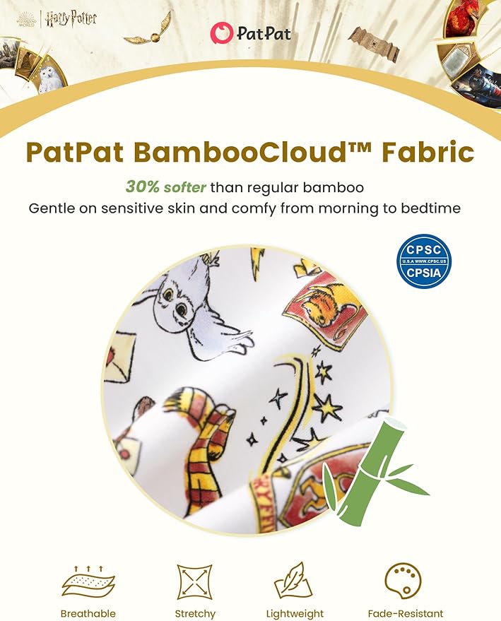 PATPAT Harry Potter Baby Clothes Gryffindor Hedwig Unisex Baby Bodysuit and Pant Sets for Newborn Infant 0-18M