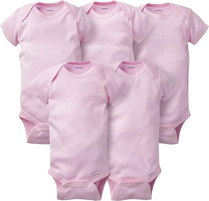 Gerber baby-girls 5-pack Solid Onesies Bodysuits