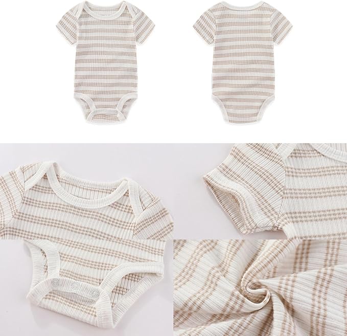 Four Seasons Baby Boy Girl Bodysuits 5-Pack Cotton Comfort Short Sleeve Baby Clothes Soft Infant Outfits