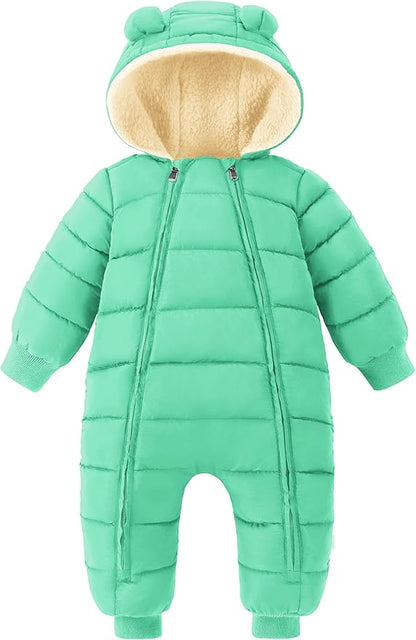 XMWEALTHY Baby Snowsuit Toddler Girl Clothes Cute Hooded Double Zipper Boys Winter Coat Unisex Romper for Infant