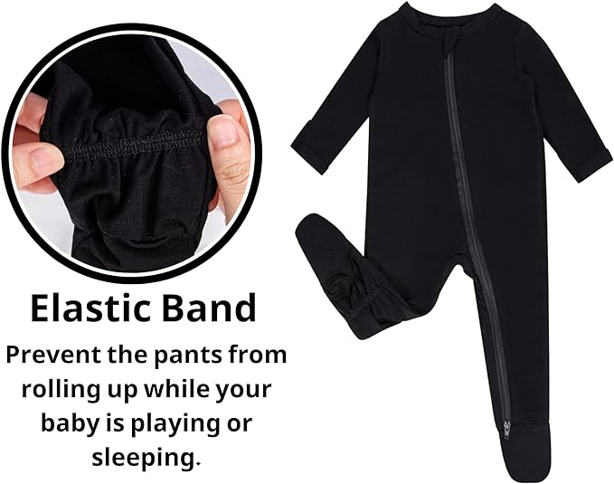 Baby Boy Footed Pajamas with Mittens,Rayon Made from Bamboo Sleepers, 2 Way Zipper Long Sleeve Pjs