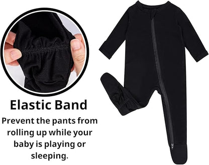 GUISBY Pajamas for Baby Boys & Girls, Infant Onesie with Mitten Long Sleeve Footed Pjs