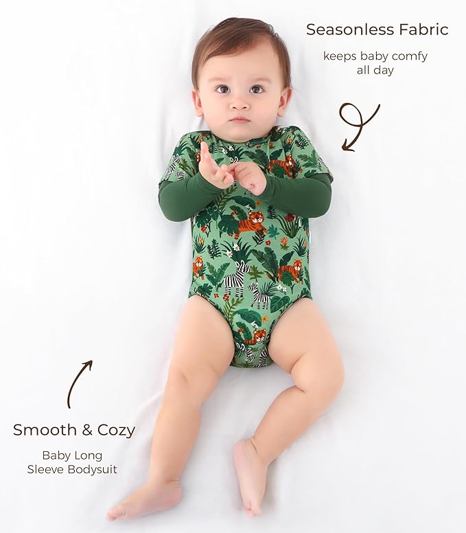 Baby Viscose from Bamboo Bodysuit for Boys Girls Long Sleeve Romper Soft Outfits for Infant One-Piece Cute Clothes