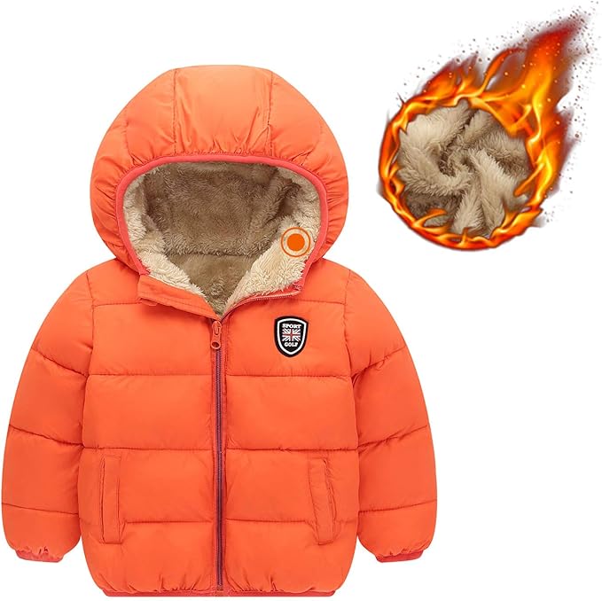 Happy Cherry Kids Boy's Girls Winter Coat Fleece Lined Thick Down Coats Puffy Jackets with Hood