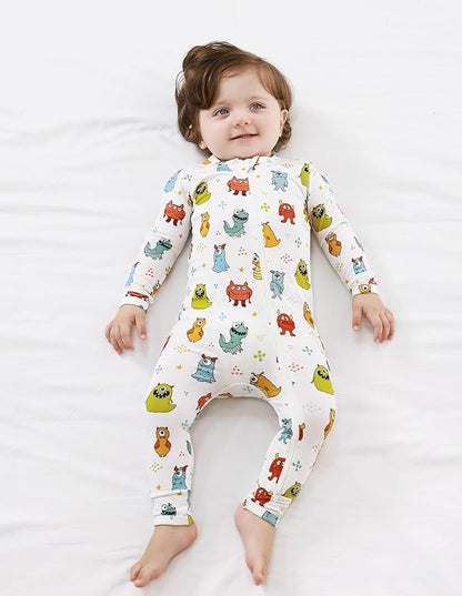 Baby Zippered Rompers Newborn Pajamas Sleepers Long Sleeve Jumpsuits Infant Zipper Romper-Viscose from Bamboo