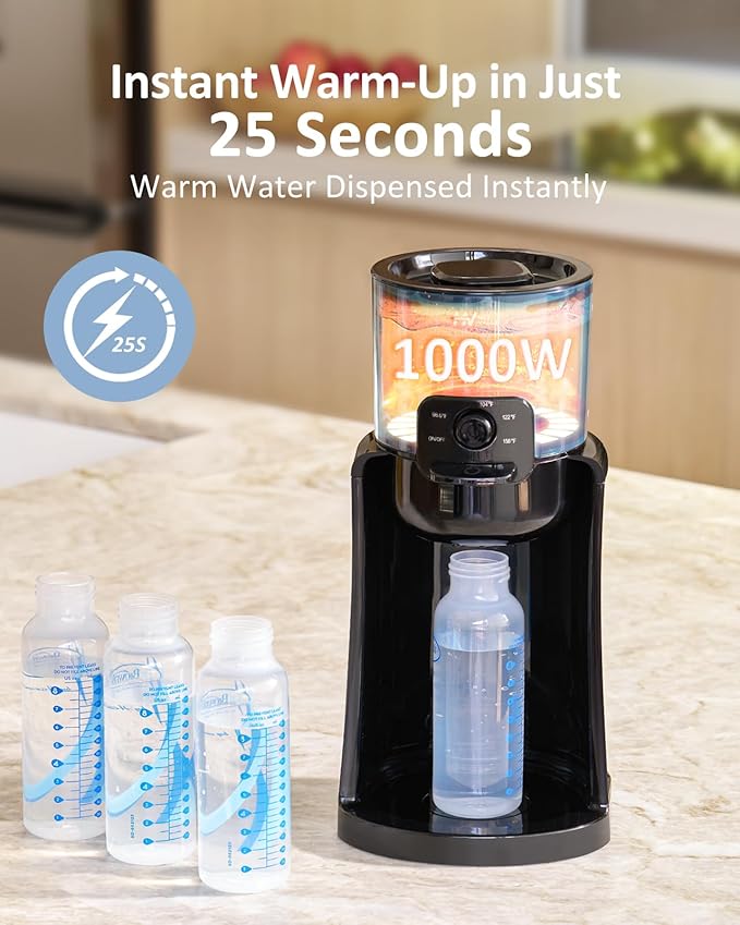 Water Warmer, HEYVALUE Baby Bottle Warmer, Formula Maker with Night Light, 4 Temperature Control & 72H Keep Warm, Detachable Tank, Instantly Dispenses Warm Water, Feed Baby More Easier and Healthier