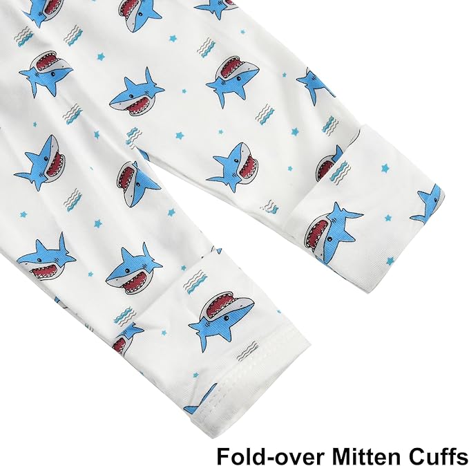 Aablexema Baby Nightgowns Rayon of Bamboo, 2Pcs Newborn Sleeper Gown with 2-way Zipper, Flip Mittens & Foot Cover