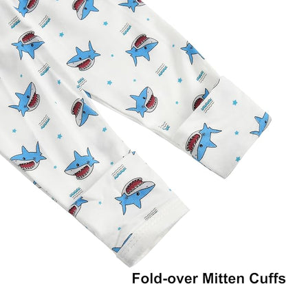 Aablexema Baby Nightgowns Rayon of Bamboo, 2Pcs Newborn Sleeper Gown with 2-way Zipper, Flip Mittens & Foot Cover