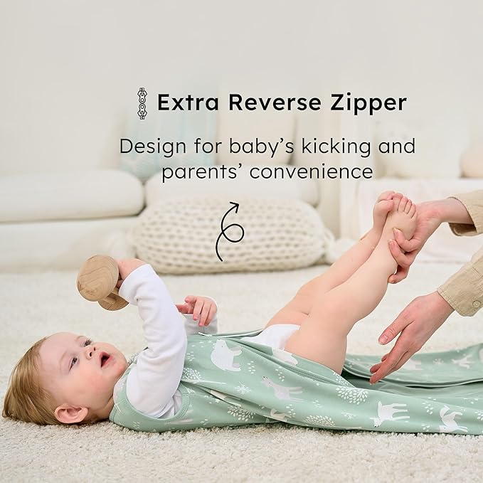 Baby Sleep Sack 0-6 months, 100% Cotton Sleeping Sack for Newborn and Infant, 3 Pack Baby Wearable Blanket, 0.5 Tog Lightweight Double Zipper Sleep Bag Small Green Forest Bear