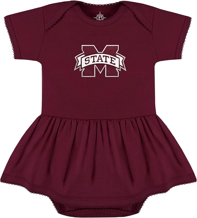 Creative Knitwear College Baby Picot Bodysuit Dress - Team Logo, Multiple Colors, for Baby Girls (0-24 Months)