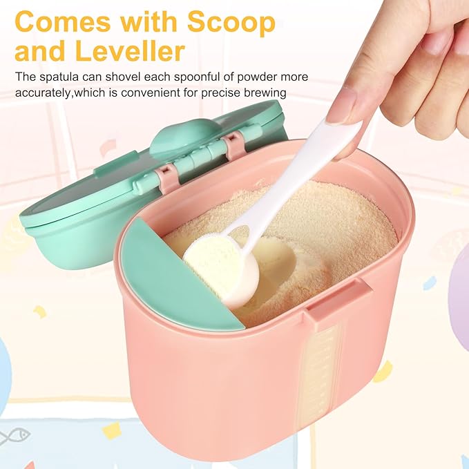 Accmor Baby Formula Dispenser On The Go, Portable Milk Powder Formula Dispenser with Scoop,Formula Containers for Travel Hold 12.7oz/360g Formula, Pink