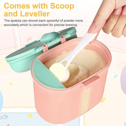 Accmor Baby Formula Dispenser On The Go, Portable Milk Powder Formula Dispenser with Scoop,Formula Containers for Travel Hold 12.7oz/360g Formula, Pink