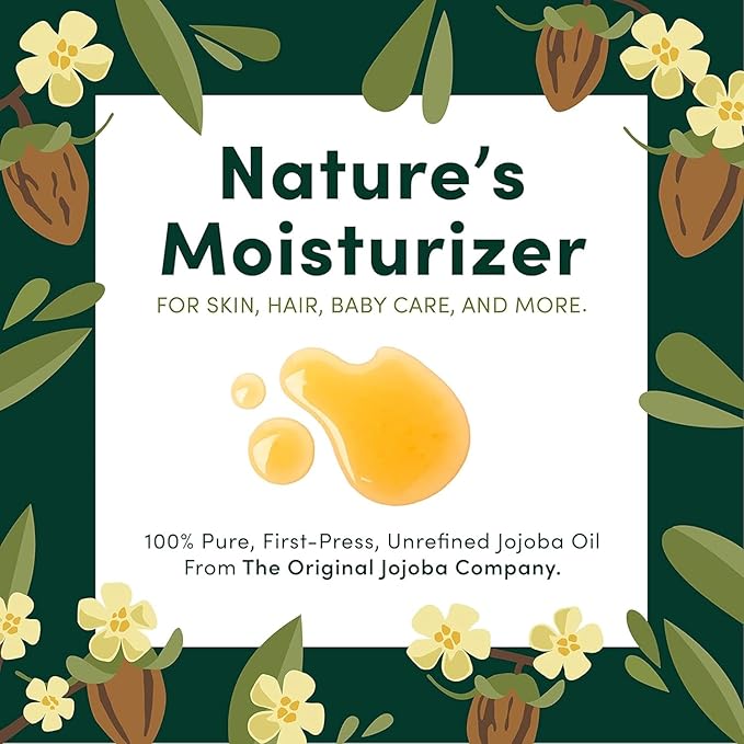 HobaCare Jojoba Baby Oil with Pump Dispenser – 100% Pure Natural Unrefined Unscented Cold-Pressed Jojoba Oil for Baby Hair, Infant Skin, Cradle Care & Body Moisture (4.22 fl oz)