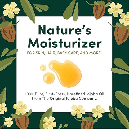 HobaCare Organic Jojoba Baby Oil with Pump Dispenser – 100% Pure Natural Unrefined Unscented Hexane Free Cold Pressed Jojoba Oil for Baby Hair, Infant Skin, Scalp Moisturizing (8.45 oz)