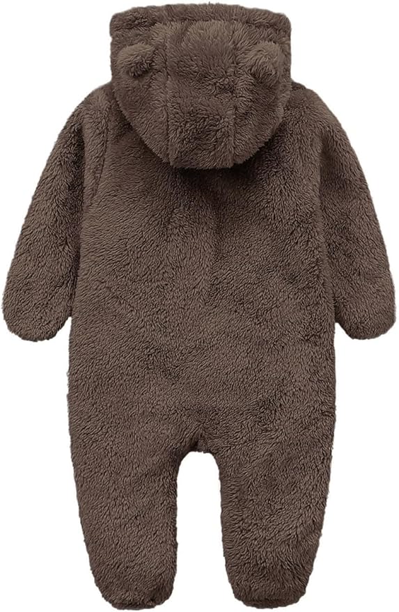 CAHL&FAUO Newborn Snowsuit Baby Cartoon Bear Onesie Warm Fleece Hooded Romper Jumpsuit