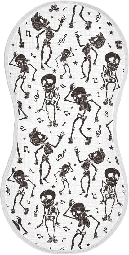 vvfelixl Black White Dancing Skeletons Burp Cloths for Baby Boy Girls Baby Washcloths Burp Rags 1 Pack