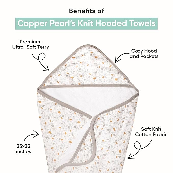 Copper Pearl Hooded Bath Towels Premium Knit/Terry Cloth Baby Towels with Hood, Pockets, and Cool Designs - Great to Gift and Make Bath Time Fun - Baby Bath Towel, Ace