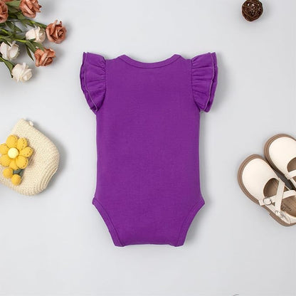 Magic Park 0-24M Infant Girl Romper Baby Girls Solid Color Bodysuit Toddler Ruffle Jumpsuit Shirts Casual Tops Baptism Shirt