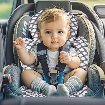 KAKIBLIN Infant Car Seat Insert, Baby Carseat Head & Body Support for Newborn, 2-in-1 Reversible Baby Car Seat Cushion, Soft Stroller Cushion Insert for Car Seats, Bouncer, Strollers, Swing (Cloud)