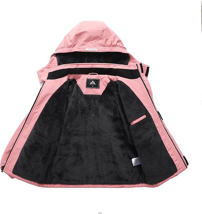 Kid's Ski Jacket Waterproof Winter Coat Boy's and Girl's Fleece Snowboarding Jackets with Detachable Hood