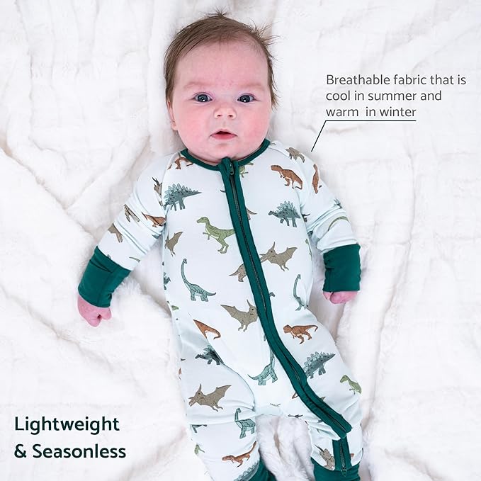 LollyBanks Baby Pajamas, 2-Way Zipper Infant Romper, 95% Viscose Made from Bamboo and 5% Spandex, Baby Sleepers